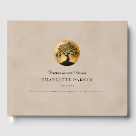 Libro De Visitas Árbol de la Vida Memorial Beige Personalizado