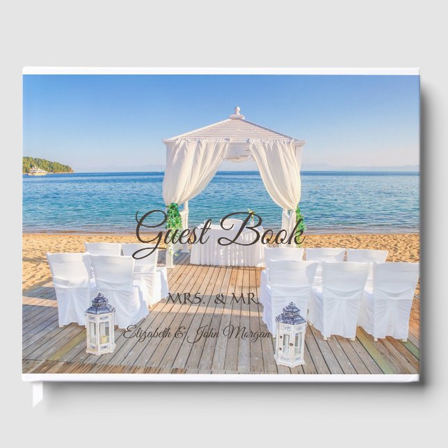 Libro De Visitas Árbol de Playa Tropical Boda (Anverso)