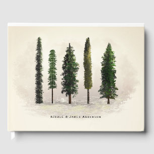 Libro De Visitas Árboles del Bosque Verde Antiguo Boda Rústica Bosc