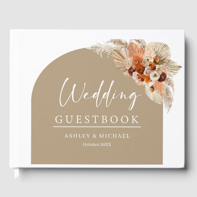 Libro De Visitas Arco boho terracota tropical terracota naranja de  (Anverso)