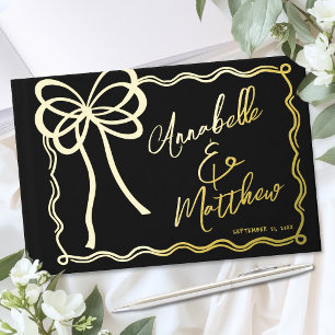 Libro De Visitas Arco de boda de oro negro dibujado a mano