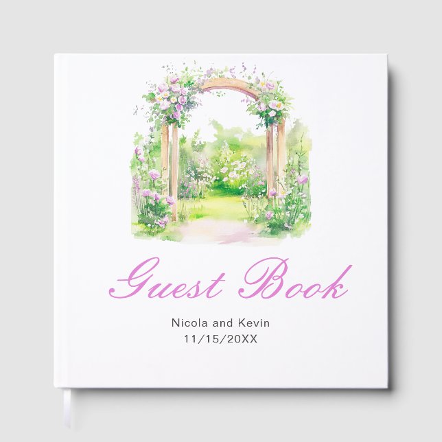 Libro De Visitas Arco de boda floral de primavera (Anverso)