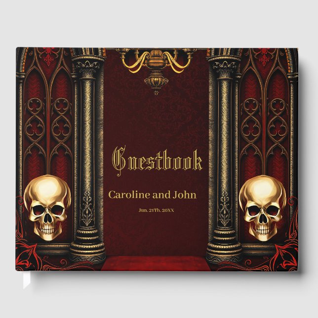 Libro De Visitas Arco gótico con calaveras. (Anverso)