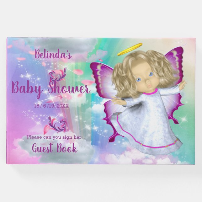 Libro De Visitas Arcos de lluvia, nubes esponjosas y nene mariposa (Anverso)