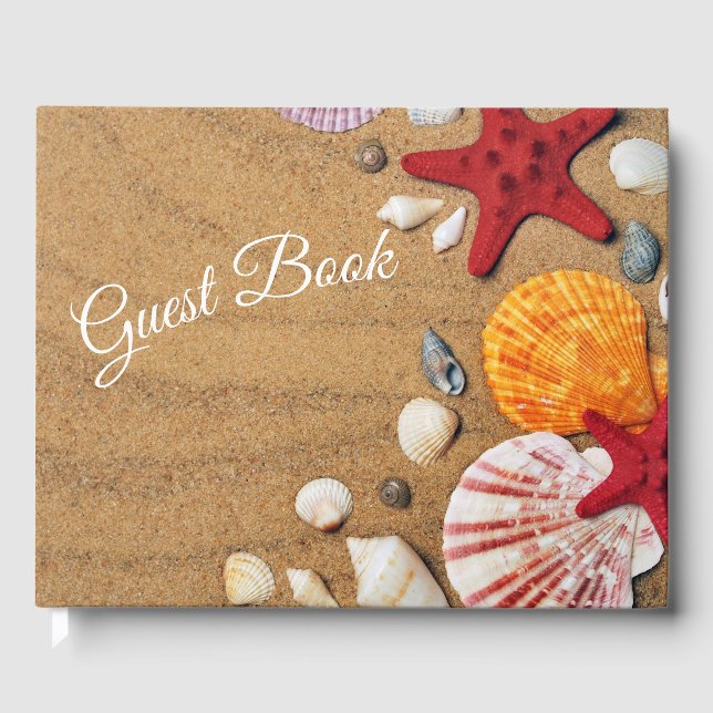 Libro De Visitas Arena de playa de verano con conchas marinas (Anverso)