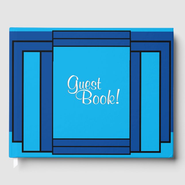 Libro De Visitas Art Deco Geométrico Azul Negro (Anverso)