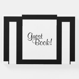 Libro De Visitas Art Deco Geométrico Negro y Blanco