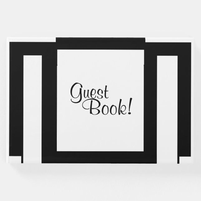 Libro De Visitas Art Deco Geométrico Negro y Blanco (Anverso)