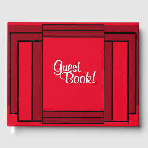 Libro De Visitas Art Deco Geométrico Rojo Negro