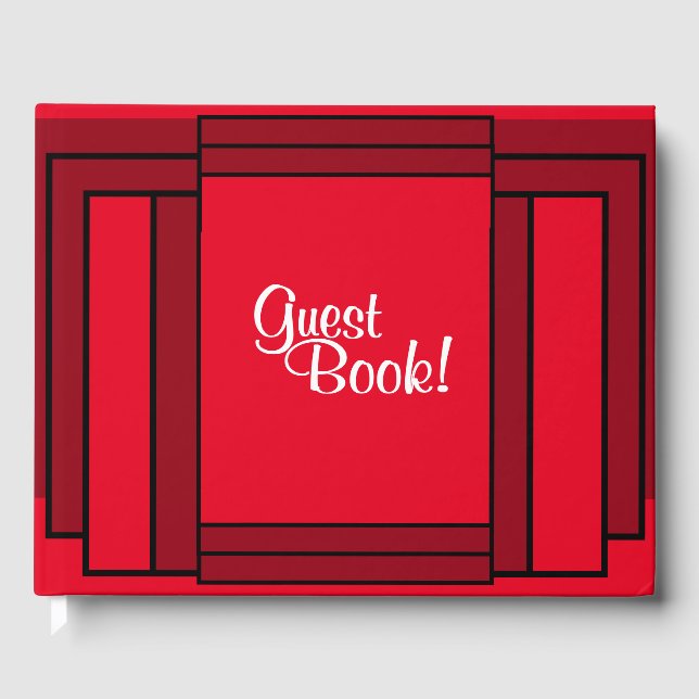 Libro De Visitas Art Deco Geométrico Rojo Negro (Anverso)