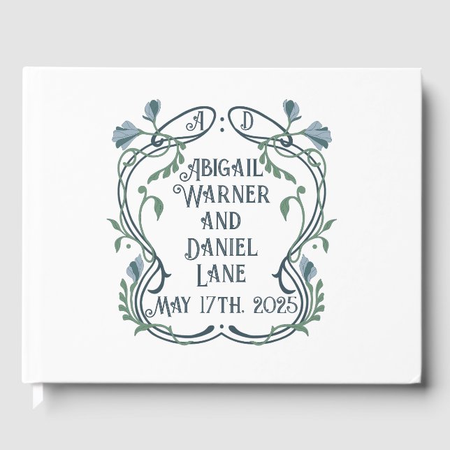 Libro De Visitas Art Nouveau azul-verde (Anverso)