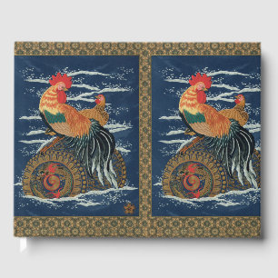 Libro De Visitas Arte Antiguo de Gallo Gallina Dragón Japonés