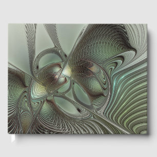 Libro De Visitas Arte de fantasía fractal gris verde salvia abstrac