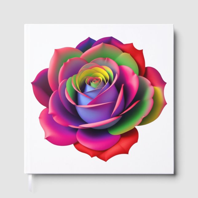Libro De Visitas Arte de Rosa Arcoíris Vibrante (Anverso)