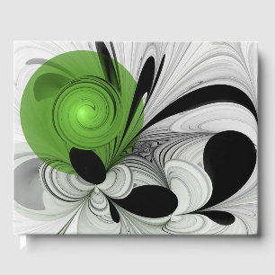 Libro De Visitas Arte fractal abstracto en blanco y negro con verde