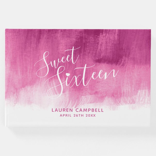 Libro De Visitas Arte moderno rosa oscuro rojo dulce dieciséis pers (Anverso)