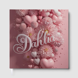 Libro De Visitas Arte mural de flor de dalia pastel con corazones