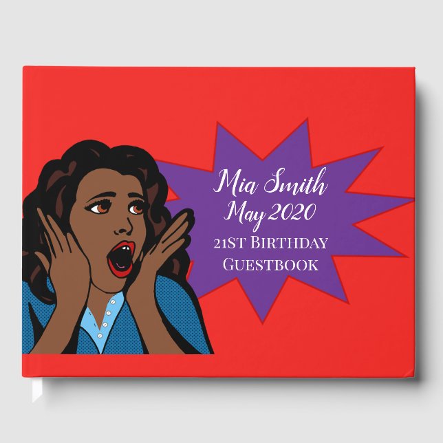 Libro De Visitas Arte pop divertido moderno de 21 años (Anverso)