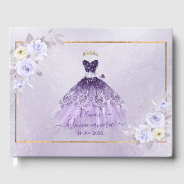 Libro De Visitas ArtsApp H2 Ombre Purple Sparkling Quinceanera