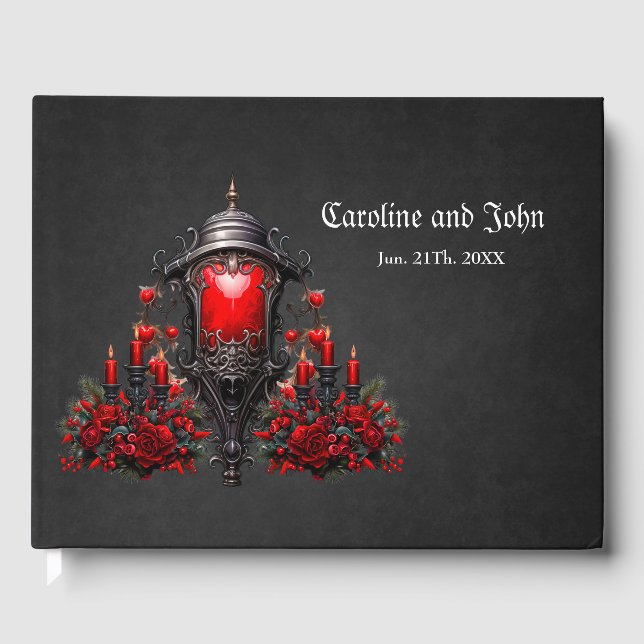 Libro De Visitas Asombrosas rojas y diseño de puertas. (Anverso)