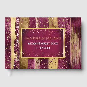Libro De Visitas Ataques de oro y de brocha burdeos, boda de confet