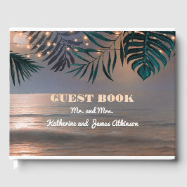 Libro De Visitas Atardecer de playa y Luces de Palma Boda de Destin