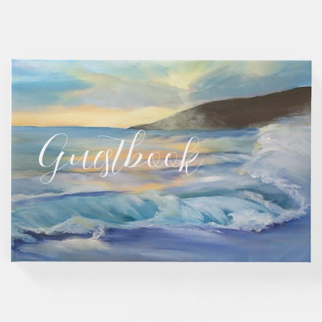Libro De Visitas Atardecer en la playa de azul náutico (Anverso)