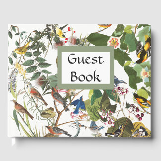 Libro De Visitas Audubon Collage Birds Wildlife Flowers Guest Book