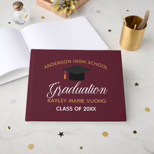 Libro De Visitas Autografo de graduación de oro marrón Keepsake 202