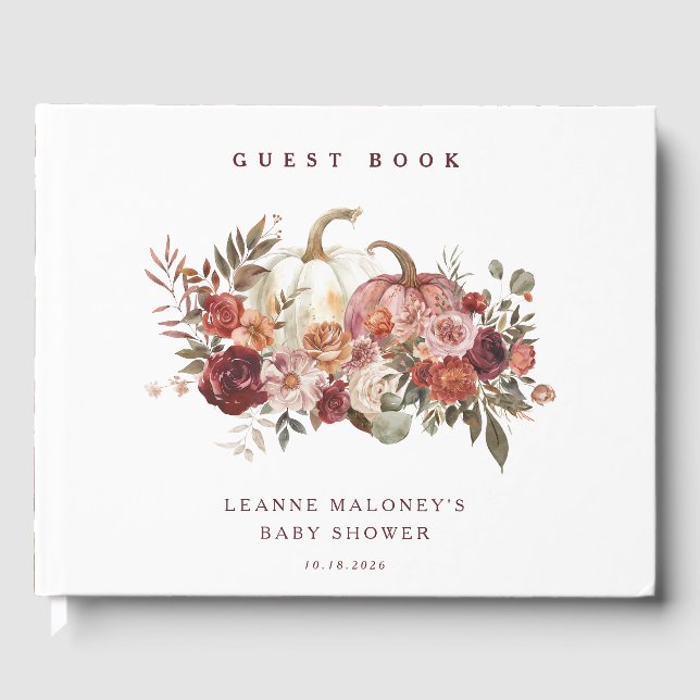 Libro De Visitas Autumn Blooms 'a little pumpkin' Baby Shower (Anverso)
