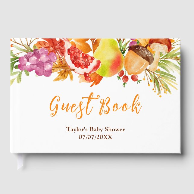 Libro De Visitas Autumn Fall Harvest Baby Shower (Anverso)