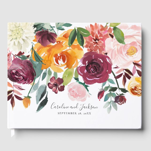 Libro De Visitas Autumn Floral Boda Guest Book (Anverso)