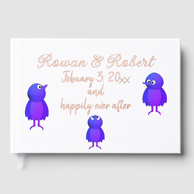 Libro De Visitas Aves azules personalizadas (Anverso)