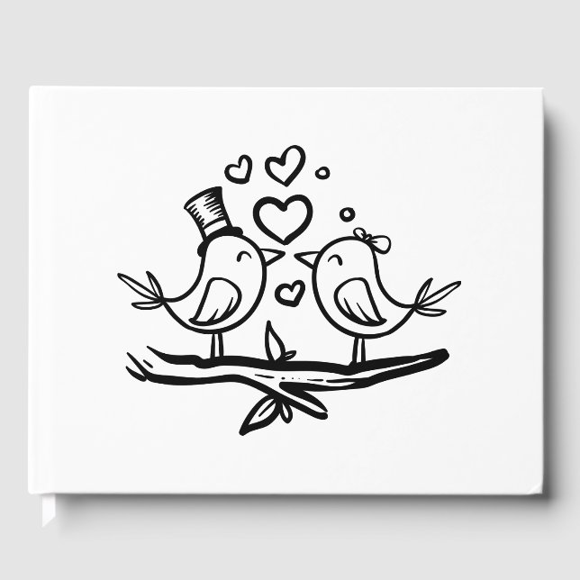 Libro De Visitas Aves de amor Personalizado Aves de amor Boda blanc (Anverso)