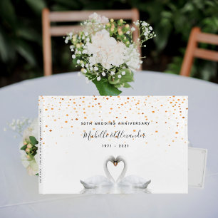 Libro De Visitas Aves de cisnes blancos 50 aniversario del boda de