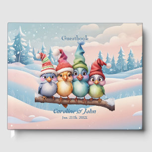 Libro De Visitas Aves de fantasía con gorras Navidades.