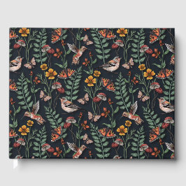 Libro De Visitas Aves de jardín oscuro y mariposas