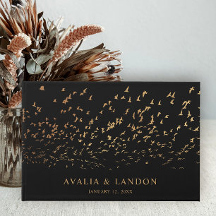 Libro De Visitas Aves elegantes de un Boda de pluma