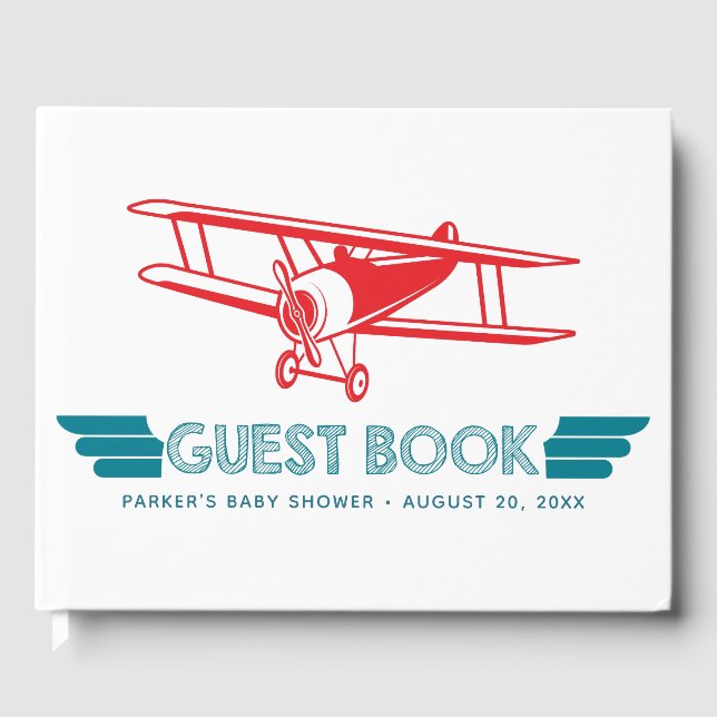 Libro De Visitas Avión Baby Shower Guest Book (Anverso)