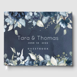 Libro De Visitas Azul marino Boda Peonies