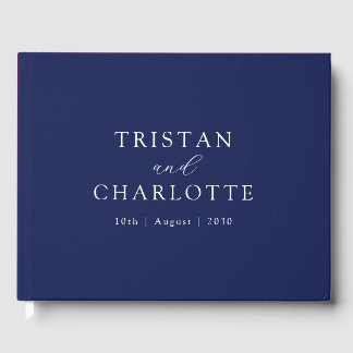 Libro De Visitas Azul marino elegante personalizado