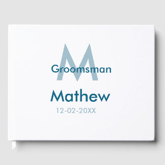 Libro De Visitas Azul marino groomsman nombre letra fecha masculino