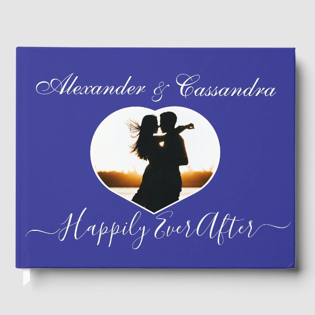 Libro De Visitas Azul real griego simple, elegante, Boda fotográfic (Anverso)