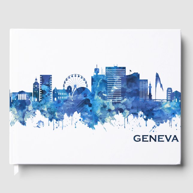 Libro De Visitas Azul Skyline de Ginebra (Anverso)