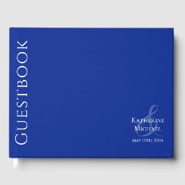 Libro De Visitas Azul y Boda blanco modernos