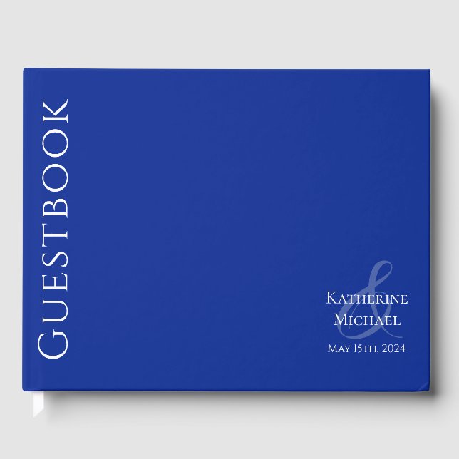 Libro De Visitas Azul y Boda blanco modernos (Anverso)