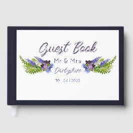 Libro De Visitas Azul y púrpura floral