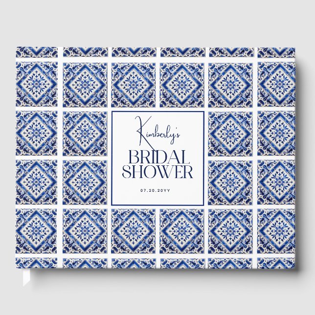 Libro De Visitas Azulejos azules Ducha de novia mediterránea italia (Anverso)