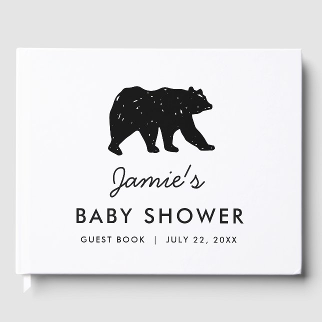 Libro De Visitas Baby Bear Woodland Modern Baby Shower Guest Book (Anverso)