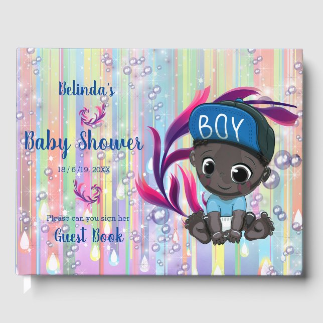 Libro De Visitas Baby Boy Bubbles & Unicornio Guest book (Anverso)